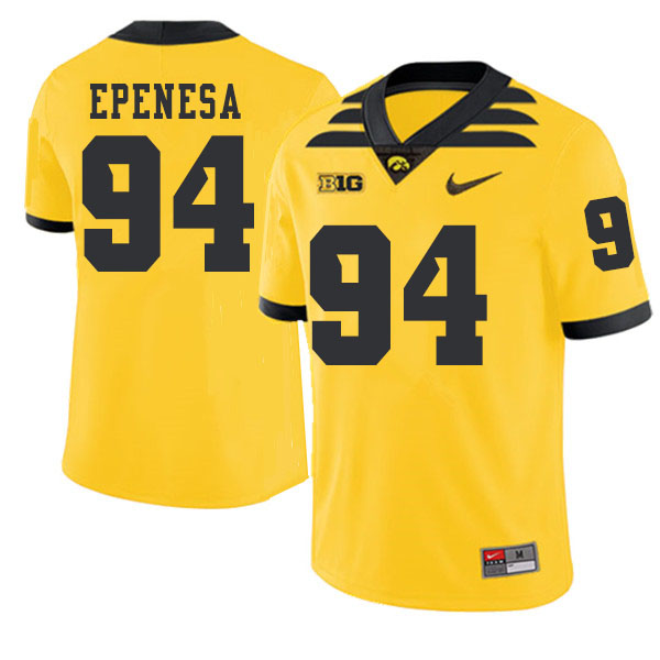 2019 Men #94 A.J. Epenesa Iowa Hawkeyes College Football Alternate Jerseys Sale-Gold - Click Image to Close